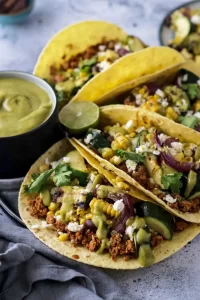 zucchini and corn vegan tacos 