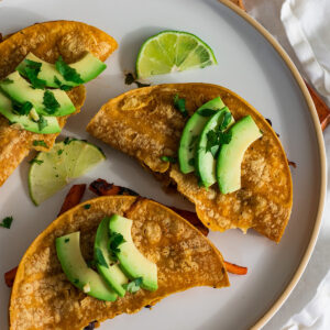 vegan crispy baked carrot and black bean tacos